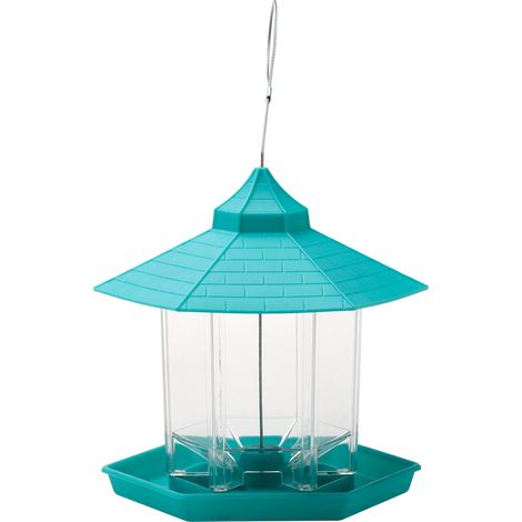 Mangeoire pour oiseaux suspendue d'extérieur, verte, décor de jardin, maison d'alimentation transparente de 500ML pour cours, terrasses et arrière-cours (1/5)