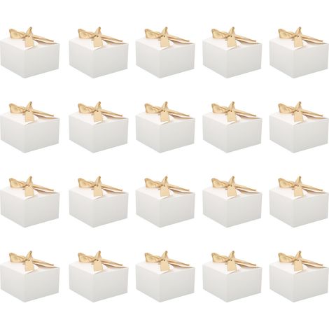 20 rustikale weiße Geschenkboxen aus recycelbarem und wiederverwendbarem Karton und Polyester, zum Verpacken Ihrer Hochzeitsgeschenke oder anderer Feierlichkeiten. (1/5)