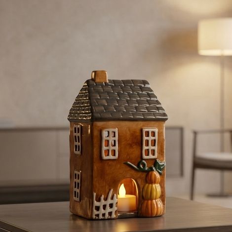 Harvest Pumpkin Candle House Ornament (1/2)