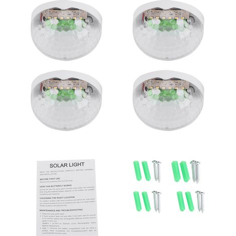 Lot solaire LED 4 pièces, éclairage extérieur de cour murale étanche, lampe jardin blanche (1/5)