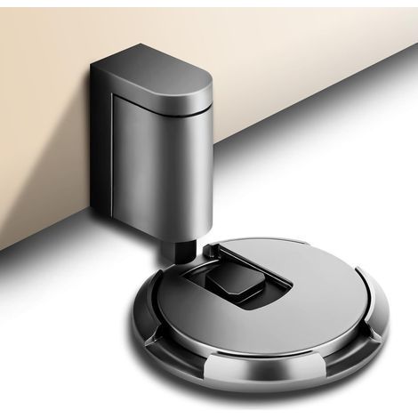 Butée de porte, Mechanical Floor Door Stopper, Punch-Free Mechanical Silent Floor Door Stop, Métal Butée de Porte, Butée de Porte Solide Avec Adhésif et Vis (Argent) (1/5)