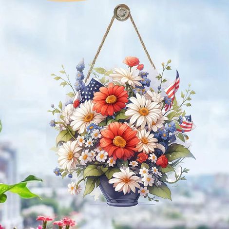 Panneau Patriotique En Bois - God America - Décor Porte Extérieure Intérieure - 30 x 30 cm - Pour Jour Férié États-Unis - 1 Pièce (1/5)