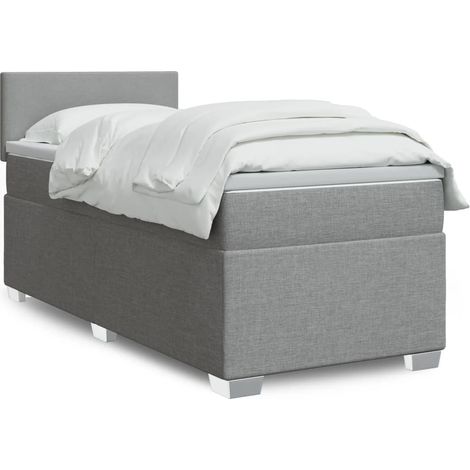 Boxspringbett mit Matratze Hellgrau 100x200 cm Stoff
