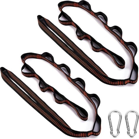 Hammock Hanging Straps 2 Pack 300kg Hanging Kit Tree Swing Rope with 2 Carabiners Hooks for Camping Outdoor Hiking (1/5)