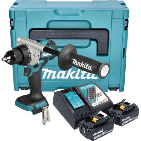 Taladro atornillador a batería Makita DDF 492 RFJ 18 V 141 Nm sin escobillas + 1 batería 3,0 Ah + cargador + Makpac