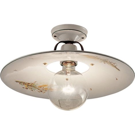 Plafoniera Classica Bologna Metallo E Ceramica Nero Sfumato Rame 24Cm 1 Luce E27 (1/4)