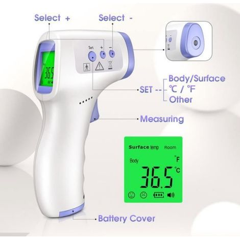 1 Thermomètre Frontal Infrarouge,Sans Contact,LCD,3 Modes Mesure,Alarme Fièvre,Mémoire 32 Données,Famille (1/4)