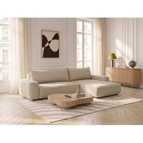 BOBOCHIC - Canapé d'angle réversible convertible HONORE tissu chenille   Beige (1/5)