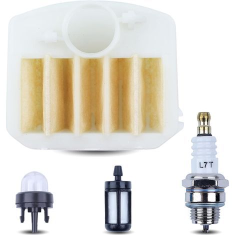 LinDuxe Luft-Kraftstoff-Tune-Up-Kit für Husqvarna 340 345 346xp 350 351 353 Kettensäge mit Kraftstoffleitung, Zündkerze, Primer-Birne, Stangenmuttern, Ersatzteile 37024003