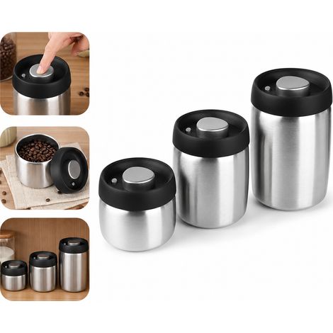 1 Set 3 Pièces 0,4 L 0,8 L et 1,2 L Boîte de Conservation sous Vide en Inox 304 11 x 17,4 cm Café et Thé Cuisine Domicile (1/5)
