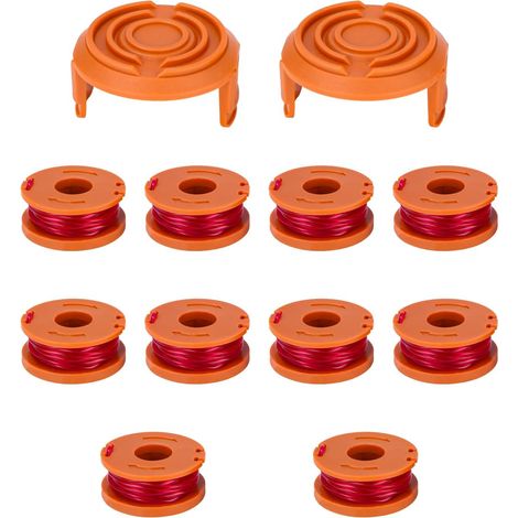 BRAVIX 12 Pcs Fil Coupe Bordure Compatible avec Coupe Bordure WORX WG163(10 Fil Coupe Bordure,2 Couvercle)