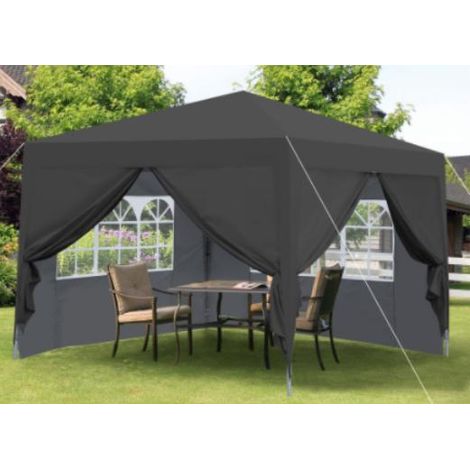 Tonnelle pliante 3 x 3 m, imperméable, stable et résistante à l'hiver, avec 4 panneaux latéraux et 4 sacs de sable, protection UV 50+, pliable, idéale pour le jardin, les fêtes et le camping, structur