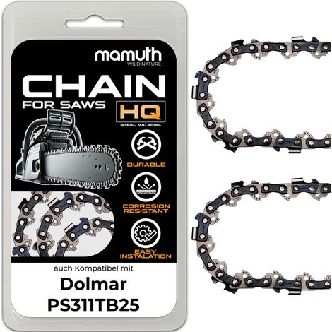 2x Chaîne de tronçonneuse 25cm 1,3mm 3/8" 40 TG pour Dolmar PS311TB25 (1/4)