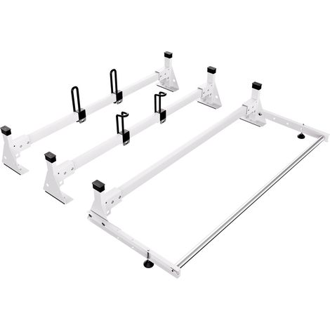 Mophorn Trailer Ladder Rack, 54" 3 Crossbars Ladder Roof Rack, Heavy - duty Steel Van Roof Rack, 800 lbs Capacity with Cargo Roller & Straps, Fit for Ford Transit 150 250 350 (2015 - 2022)