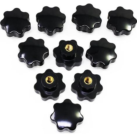 Lntyq 10 PCS Sterngriffmutter M8 Griffmuttern Klemmknopfkopf Sterngriff Flügelmutter Sterngriffmutter Innengewinde Messing für Maschinen und Installation, Möbel (1/5)