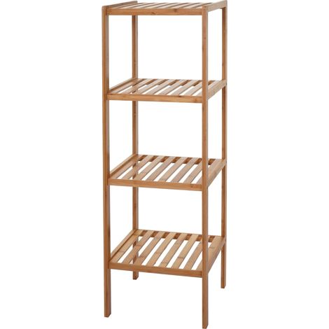 [NEUWERTIG] Badregal HHG-550, Badezimmer Badschrank Standregal, Bambus 110x34x33cm