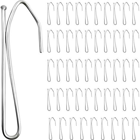 50er-Packung plissierter Gardinenhaken aus Edelstahl, erhältlich für Fenster, Türen, Duschen, Wohnzimmer und Schlafzimmer. (1/5)