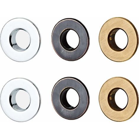 Lot de 6 anneaux de trop-plein en laiton – Finition chrome et patine noire – Diamètre 30mm pour évier de salle de bain ou cuisine (1/5)