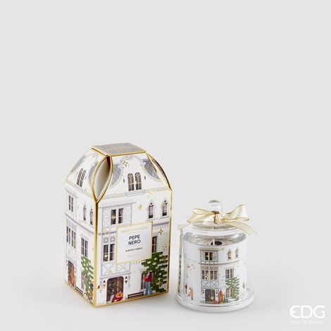 EDG Enzo De Gasperi Candela di Natale Rue de Rivoli H 12 Cm Black Pepper Bianco (1/2)