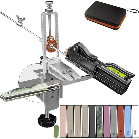 Afilador de cuchillos CWOVRS con control preciso del ángulo, afilado de cuchillos para uso en interiores y exteriores con diamante y piedra natural para cocina y camping. (1/5)