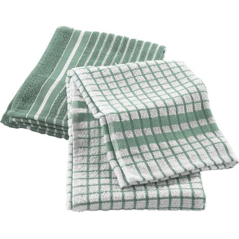 Lot de 2 Torchons Éponge "Classico" 50x70cm Vert Cèdre (1/3)