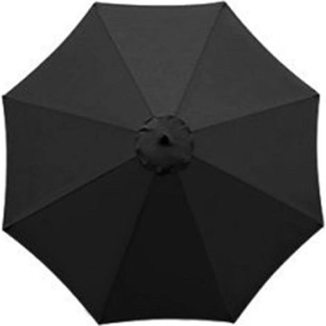 Toile de rechange pour parasol de terrasse - Protection solaire - Protection contre le soleil et la pluie - Polyester imperméable et anti-UV - 3 mètres - Noir (1/5)