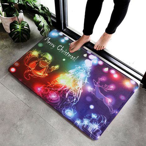 Tapis antidérapant décoratif motif lumineux de Noël pour entrée cuisine salle de bain (1/5)