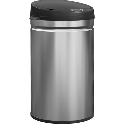 Papelera con sensor de 30 L de acero inoxidable, cierre Soft-Close, plateada (1/5)