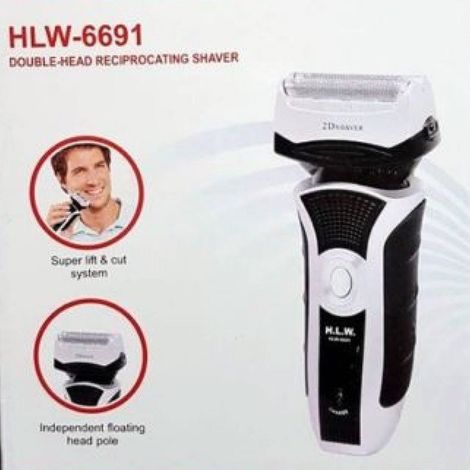 TRADE SHOP - Rasoio Elettrico Hlw-6691 Ricaricabile 2 Testine Lama Acciaio Barba Baffi - (1/2)