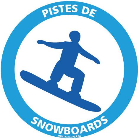 PANNEAU INFORMATION PISTE DE SNOWBOARDS SPECIAL HIVER (H0414) - Plastique PVC 1,5 mm - Diamètre 125 mm
