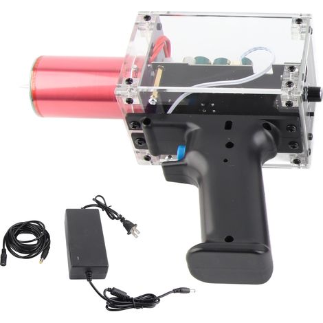 Générateur d'arc portable Tesla à main, jouet scientifique DIY de foudre artificielle, prise américaine 100‑240V, tête rouge (1/5)