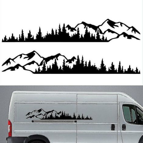 Adesivo per auto in 2 pezzi: montagna, foresta, adesivo in vinile per auto, camion, finestrino, paraurti, portiera, kayak, adesivo decorativo in vinile per carrozzeria. (1/4)