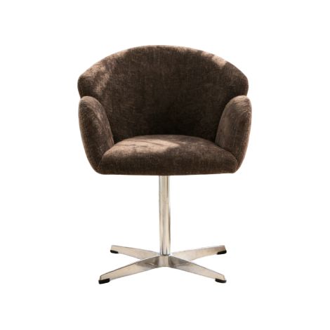 Silla de comedor giratoria 360° en terciopelo marrón con base de acero inoxidable 64 x 64 x 78 cm (1/5)