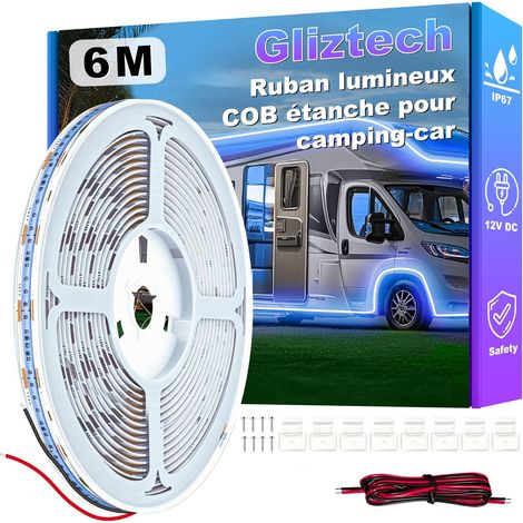 12v LED Strip Light for Camping RV Awning Lights Outdoor RV Awning Lights IP67 COB LED Strip Outdoor Under Box for Party Travel Trailers (Blue, 6M) (1/5)