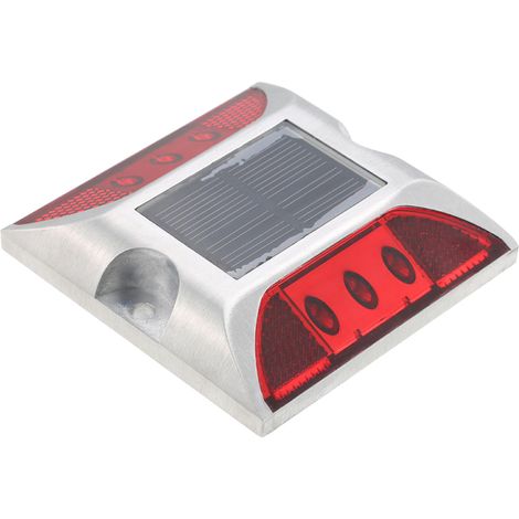 Lampe solaire 2W à 6 LED pour allée, contrôle de la lumière, bonne capacité de charge, étanche IP68, lampe de signalisation routière pour rue, avenue, autoroute, parking, voie de circulation, rouge (1/5)