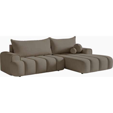 Selsey DANDELINO - Ecksofa mit Schlaffunktion, Stauraum und Samtbezug, dunkelbeige, rechts (1/5)