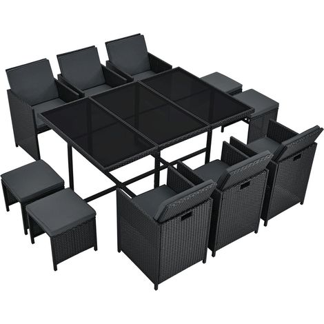 Gruppo di sedute in polyrattan Baracoa XL set di mobili da giardino per 8 persone con cuscini inclusi (1/3)