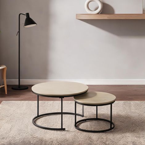 Table basse oak en fer panneau de particules 70 x 70 x 45 cm (1/5)