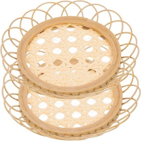 2 dessous de verre creux en bambou, décoratifs et résistants à la chaleur, pour tasses à thé, en bambou tressé, pour un usage domestique. (1/4)