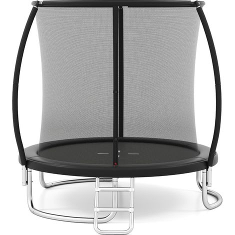 Trampoline Extérieur 244CM Trampoline Récréatif Robuste avec Filet de Sécurité Échelle et Cadre en Acier Galvanisé Antirouille Noir (1/2)