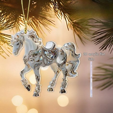 Pendentif Cheval - Décoration Arbre De Noël - Ornement Plat 2D En Acrylique - Pour Maison Ou Cadeau - Lot De 1 (1/5)