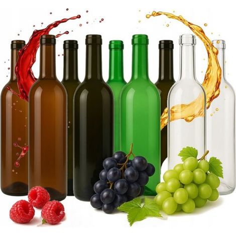 Bouteille De Vin - 750 ml - Verre Bordeaux - Hauteur 29 cm - Diamètre Col 29 mm - Lot De 40 (1/5)