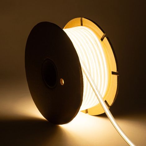 LED-Streifenrolle Dimmbar 220V COB Selbstgleichrichtend 320 LED/m 50m 14W/m 1120lm/m SLKN FLEX Breite 10 mm Schnitt 25cm IP65 3500K Warmweiß (1/2)