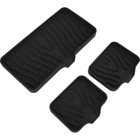 Porte-savon de cuisine en silicone noir, avec déflecteur d'évier et porte-éponge pour salle de bain et toilettes. (1/5)