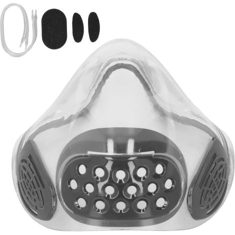 Ortviai Masque Respiratoire Transparent Anti-buée en Polycarbonate Gris – Protection Anti-éclaboussures et Filtre Respiratoire pour Adultes