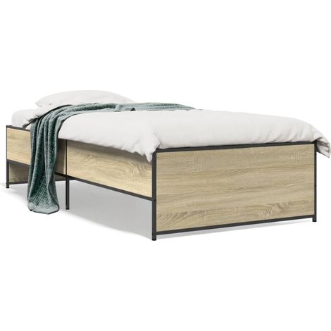 Bettgestell Sonoma-Eiche 100x200 cm Holzwerkstoff und Metall (1/5)