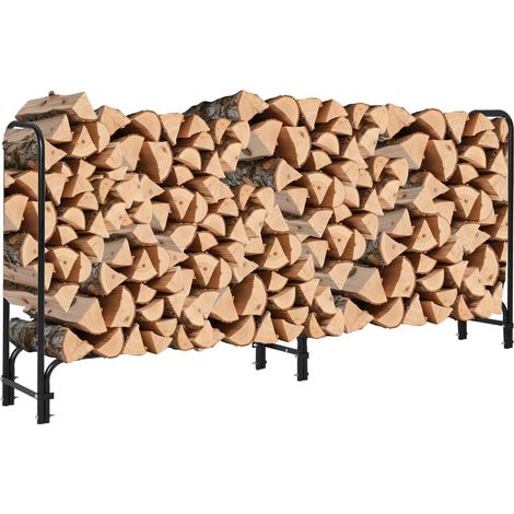 Range Bûche Intérieur Extérieur, pour Bois de Chauffage, 244x34x110CM, Charge 350 KG, Cadre en Fer (1/5)