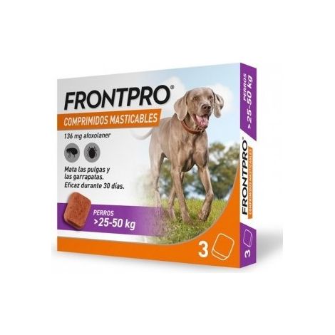 Frontpro Comprimido para perros masticable antiparasitarios 25-50 Kg 3 Pastillas