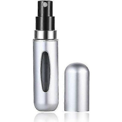 Flacon vaporisateur portable de voyage rechargeable avec pompe à remplissage par le bas (5 ml, 6 ml, 8 ml) - Récipient cosmétique vide - Flacon atomiseur-5ml-Silver (1/4)