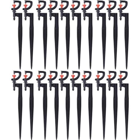 Aspersor, 20 unidades, invernaderos y césped con manguera de riego de 18 cm (4/7") (1/4)